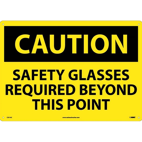 Large Format Caution Safety Glasses Required Sign (C351AC)