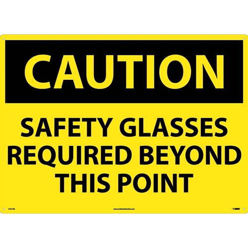 Large Format Caution Safety Glasses Required Sign (C351AD)
