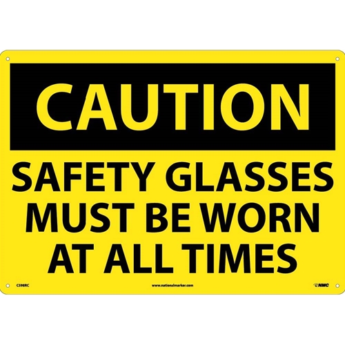Large Format Caution Safety Glasses Must Be Worn Sign (C598RC)