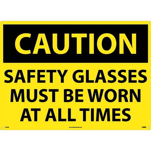 Large Format Caution Safety Glasses Must Be Worn Sign (C598RD)