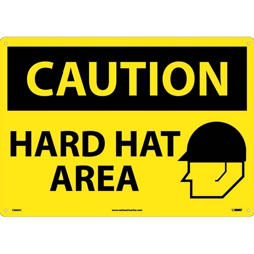 Large Format Caution Hard Hat Area Sign (C666AC)