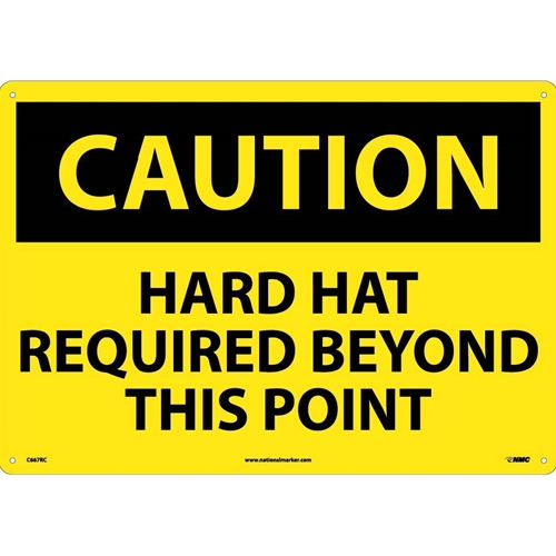 Large Format Caution Hard Hat Required Sign (C667RC)