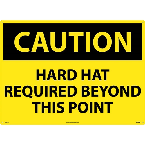 Large Format Caution Hard Hat Required Sign (C667RD)