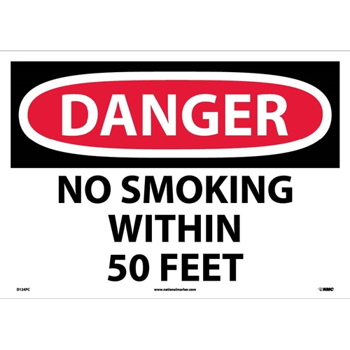 Large Format Danger No Smoking Within 50 Feet Sign (D124PC)