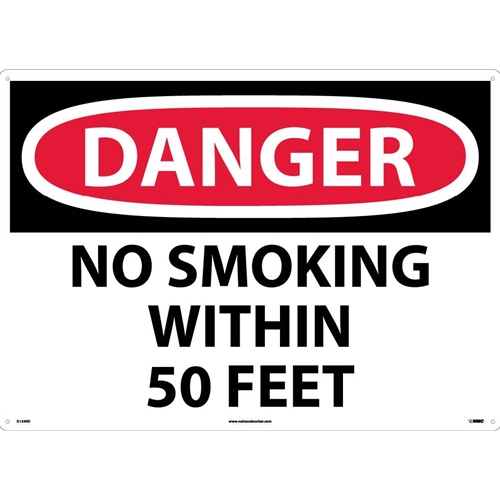 Large Format Danger No Smoking Within 50 Feet Sign (D124RD)