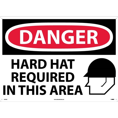 Large Format Danger Hard Hat Required In This Area Sign (D545AD)