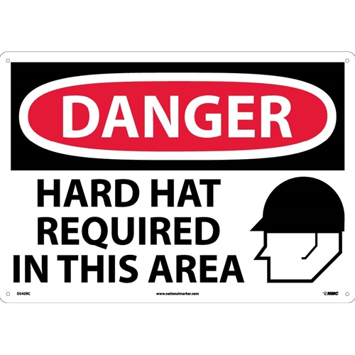 Large Format Danger Hard Hat Required In This Area Sign (D545RC)