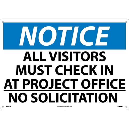 Large Format Notice All Visitors Must Check In At Project Office Sign (N223AC)