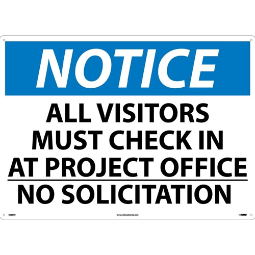 Large Format Notice All Visitors Must Check In At Project Office Sign (N223AD)