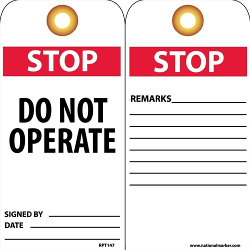 Stop Do Not Operate Tag (RPT147G)