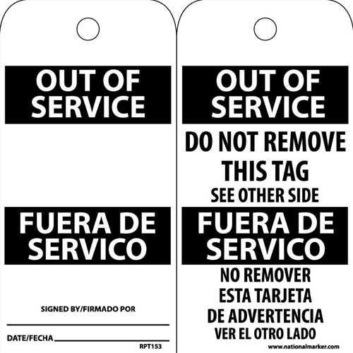 Out Of Service Bilingual Tag (RPT153)