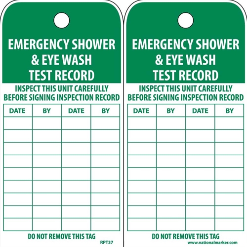 Emergency Shower & Eye Wash Test Record Tag (RPT37)