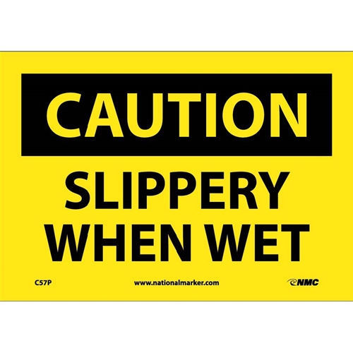 Caution Slippery When Wet Sign (C57P)