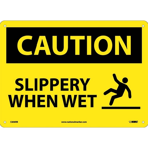 Caution Slippery When Wet Sign (C606RB)