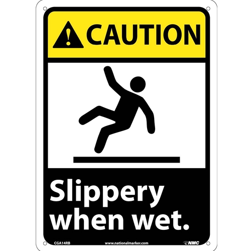 Caution Slippery When Wet Sign (CGA14RB)