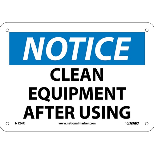 Notice Clean Equipment After Using Sign (N124R)