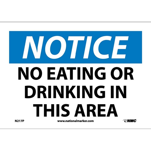 Notice No Eating Or Drinking In This Area Sign (N217P)