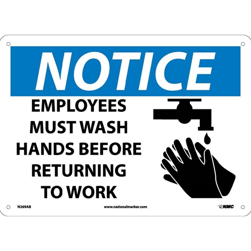 Notice Employees Must Wash Hands Sign (N269AB)