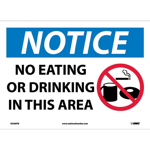 Notice No Eating Or Drinking In This Area Sign (N306PB)