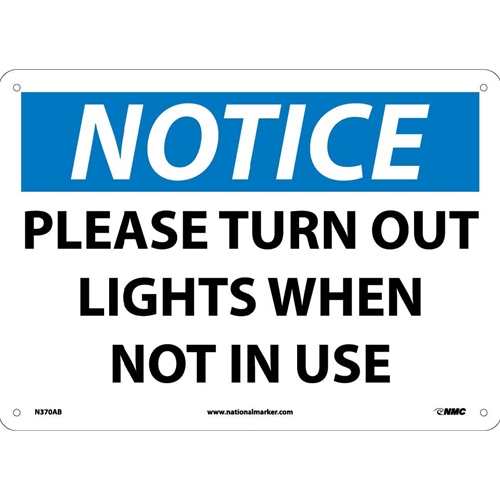 Notice Please Turn Off Lights When Not In Use Sign (N370AB)