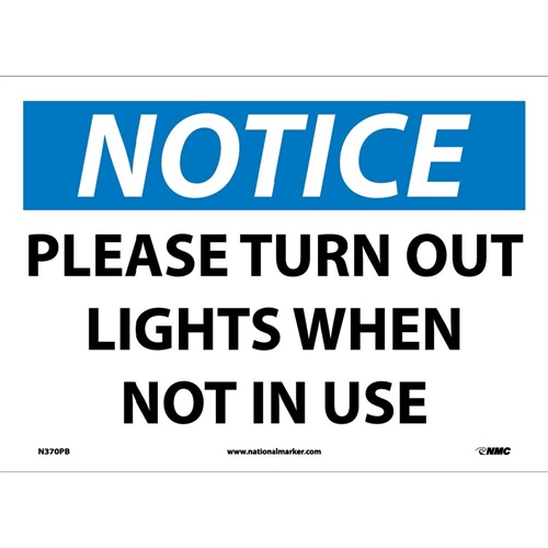 Notice Please Turn Off Lights When Not In Use Sign (N370PB)