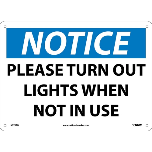 Notice Please Turn Off Lights When Not In Use Sign (N370RB)