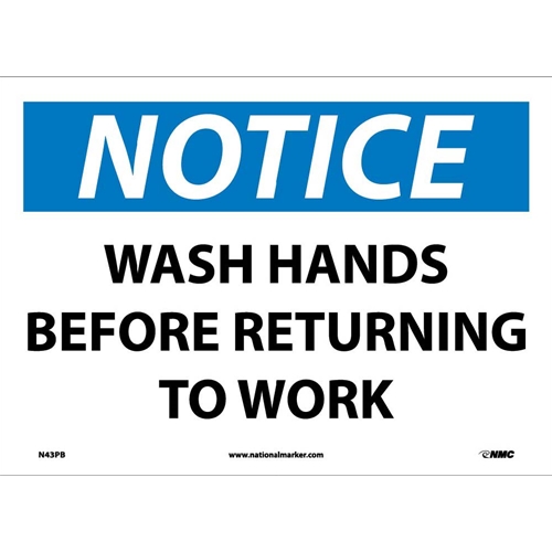Notice Wash Hands Before Returning To Work Sign (N43PB)