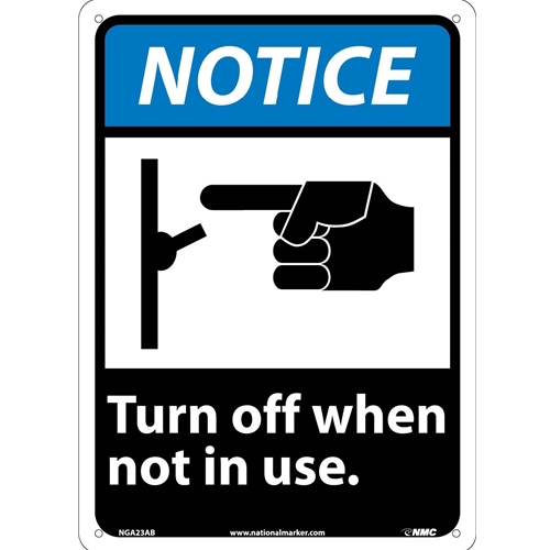 Notice Turn Off When Not In Use Sign (nga23ab)