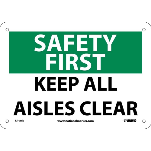 Safety First Keep All Aisles Clear Sign (SF19R)