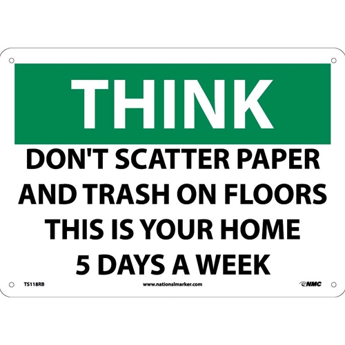 Think Don'T Scatter Paper And Trash Sign (TS118RB)