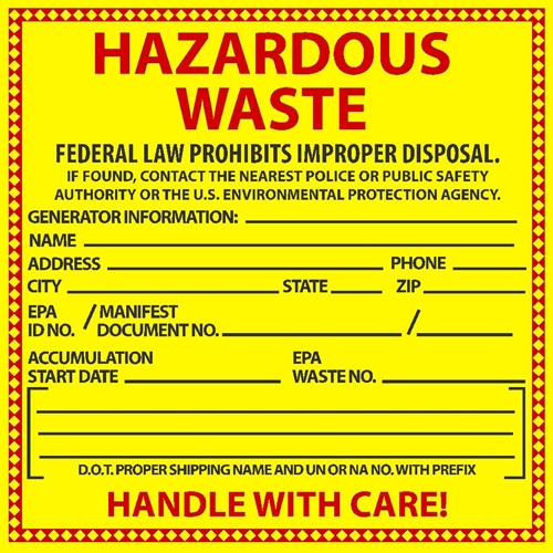 Hazardous Waste Hazmat Label (HW10ALV)