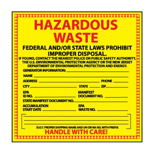 Hazardous Waste New Jersey Hazmat Label (HW18)