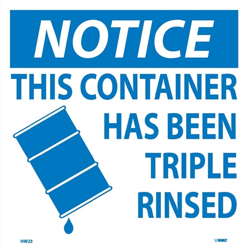 Notice This Container Has Been Rinsed Hazmat Label (HW23)