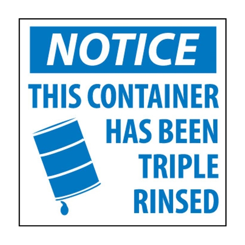 Notice This Container Has Been Rinsed Hazmat Label (HW24)
