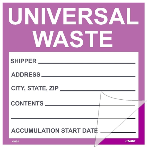 Universal Waste Self-Laminating Label (HW30SL100)