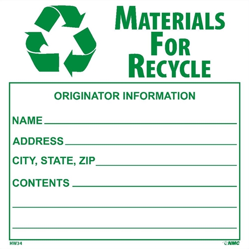 Material For Recycle Hazmat Label (HW34AL)