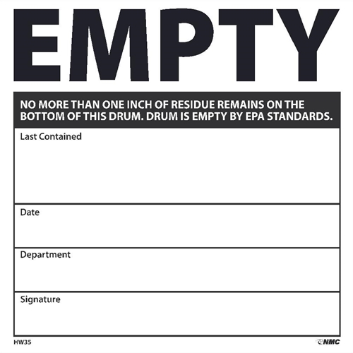 Empty No More Than One Inch Hazmat Label (HW35AL)