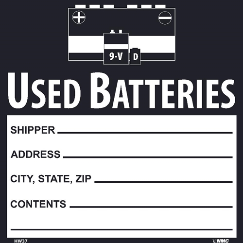 Used Batteries Hazmat Label (HW37AL)