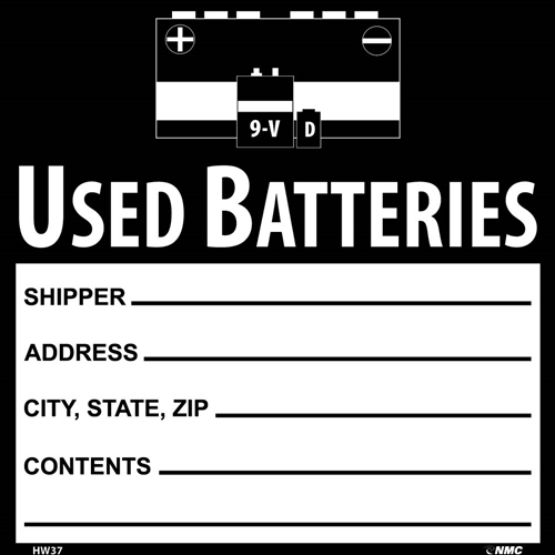 Used Batteries Self-Laminating Label (HW37SL100)
