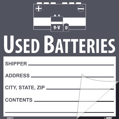 Used Batteries Self-Laminating Label (HW37SL25)