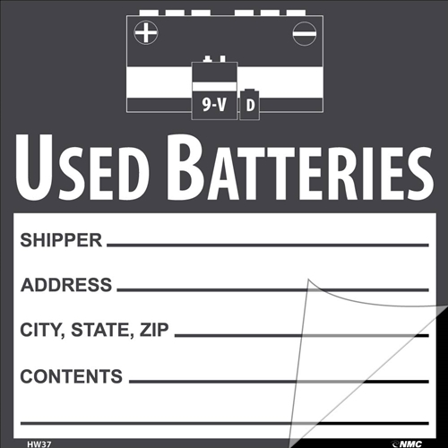Used Batteries Self-Laminating Label (HW37SL5)