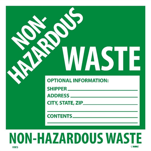 Non-Hazardous Waste Hazmat Label (HW5AL)