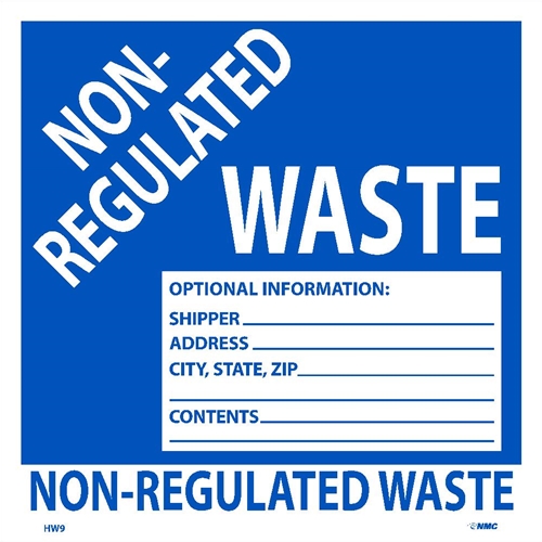 Non Regulated Waste Hazmat Label (HW9ALV)