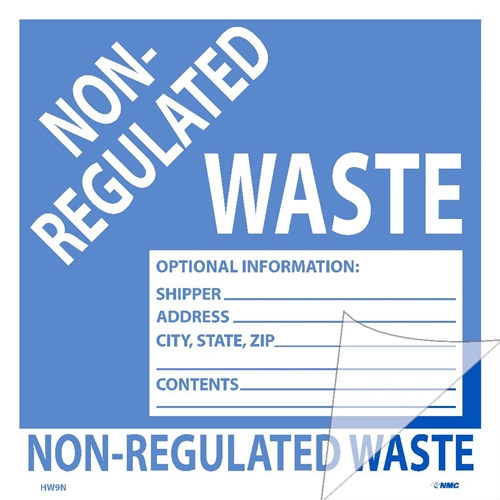 Non-Regulated Waste Self-Laminating Label (HW9SL25)