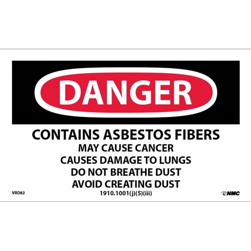 Danger Contains Asbestos Hazard Warning Label (VRD82)