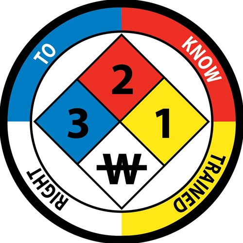 Right To Know Trained 3 2 1 W Hard Hat Emblem (HH59)