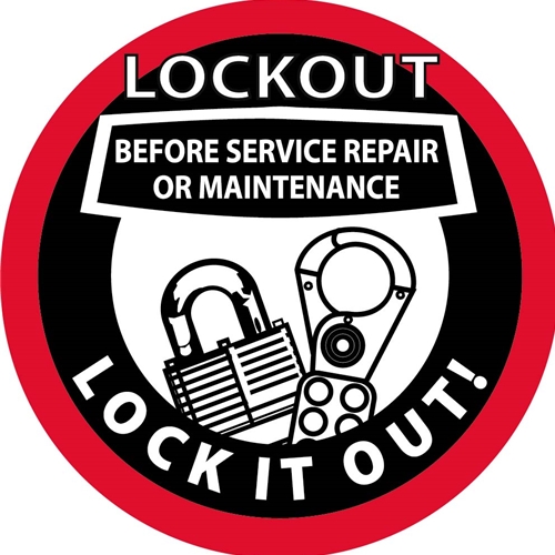 Lockout Before Service Repair Or Maintenance Hard Hat Emblem (HH74R)