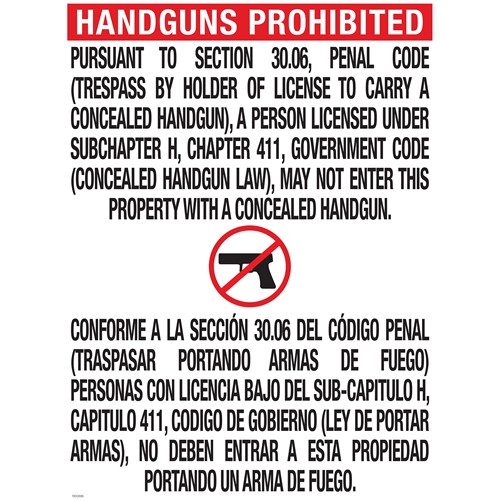Texas Handguns Prohibited Pstr (TOC-1)