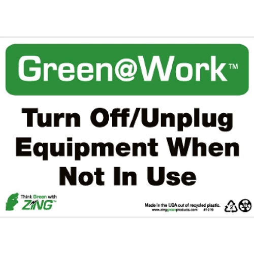 Green Work Turn Off/Unplug Equipment Sign (GW1038)