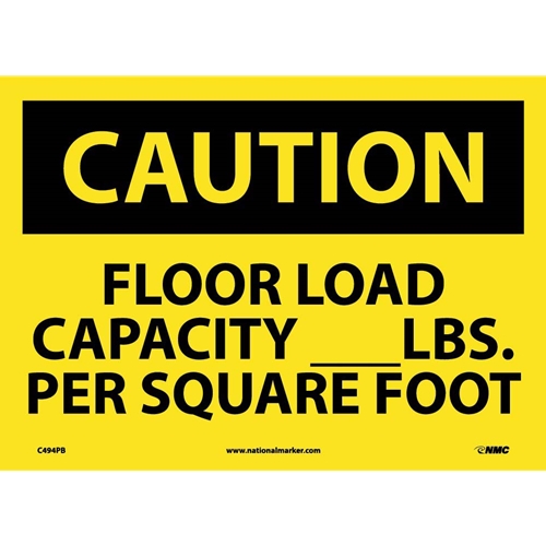 Caution Floor Load Capacity Sign (C494PB)